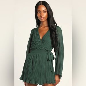 Lulu’s Pleated Long Sleeve Skort Romper